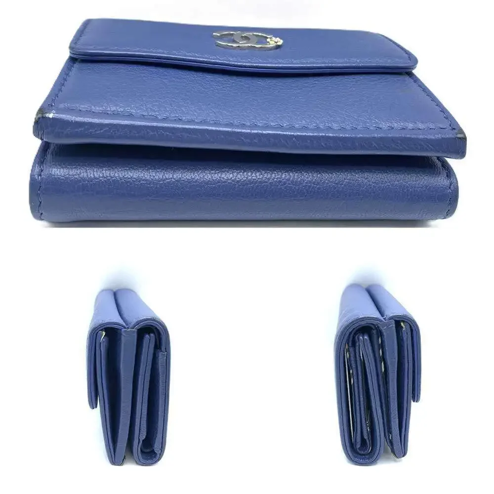 CHANEL Authentic Blue Leather Wallet